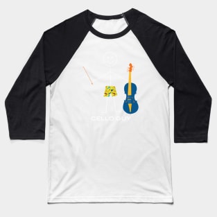 Funny Mens Cello Guy Baseball T-Shirt